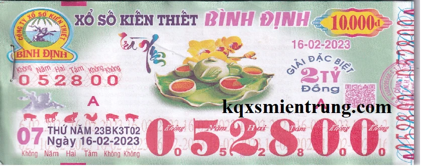 Hình ảnh vé số Bình Định chi tiết