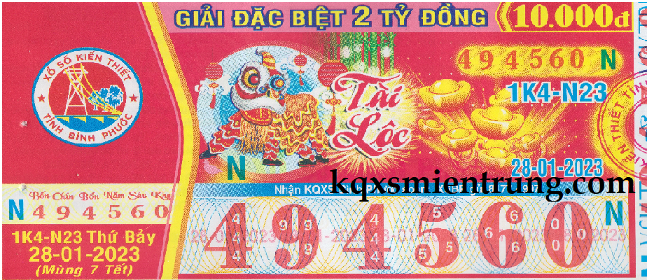 Ảnh chi tiết vé số Bình Phước