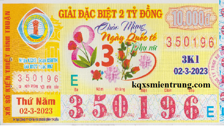 Ảnh chi tiết vé số Bình Thuận