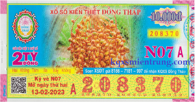 Ảnh chi tiết vé số Đồng Tháp