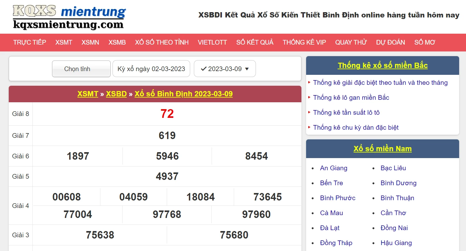 xosoluck88 cung cấp kết quả xổ số Bình Định mới nhất