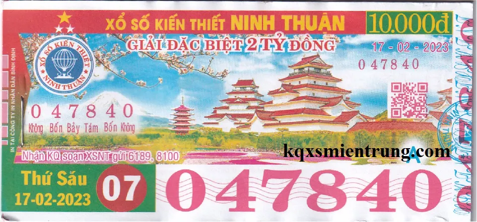 Hình ảnh vé số Ninh Thuận chi tiết