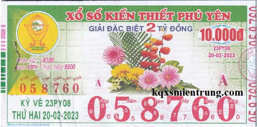 Hình ảnh vé số Phú Yên chi tiết