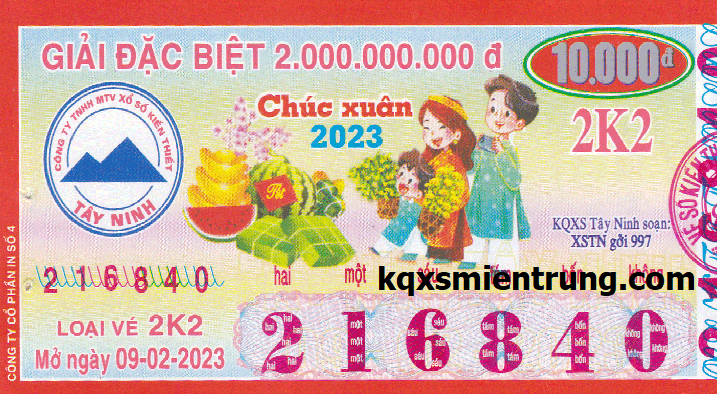 Ảnh chi tiết vé số Tây Ninh