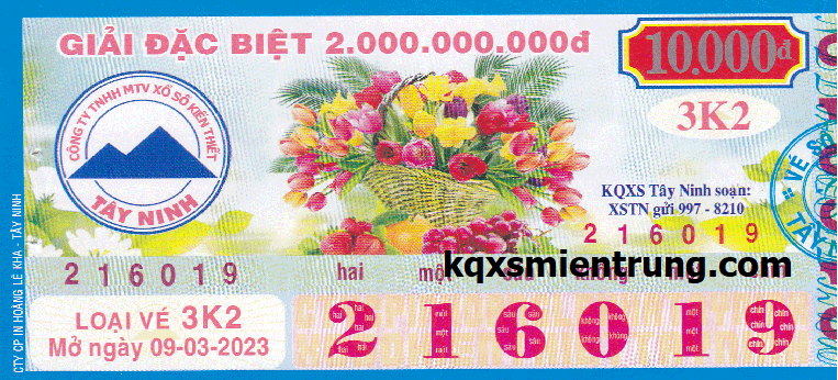 Ảnh chi tiết vé số Tây Ninh