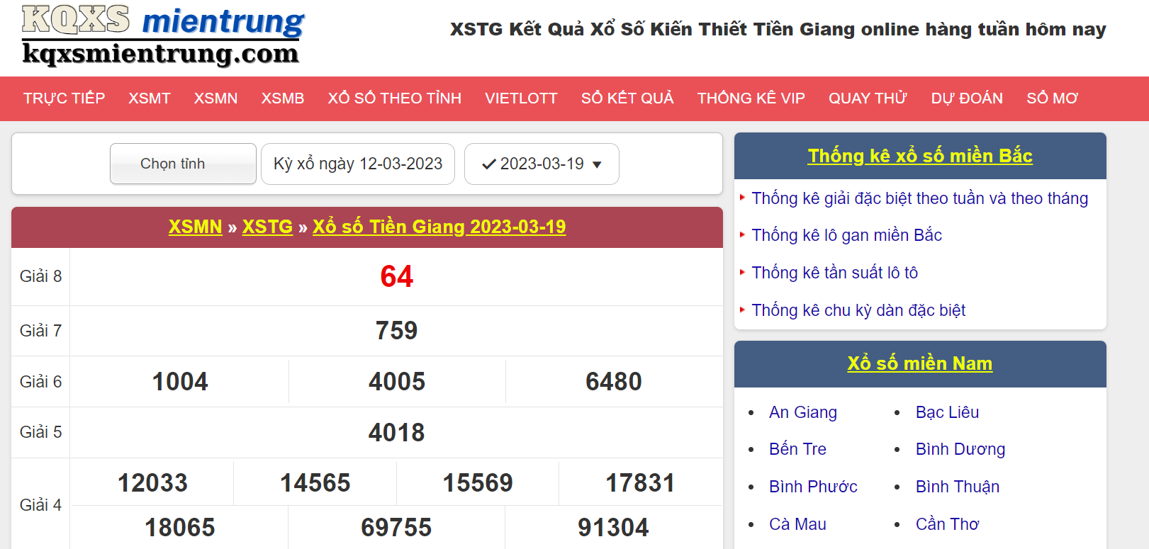Xem kết quả xổ số tỉnh Tiền Giang