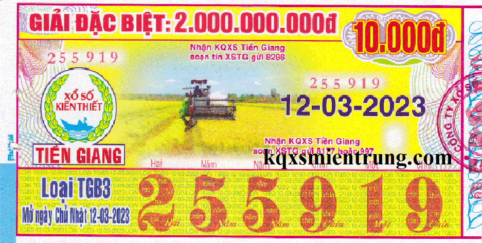 Ảnh chi tiết vé số xổ số tỉnh Tiền Giang