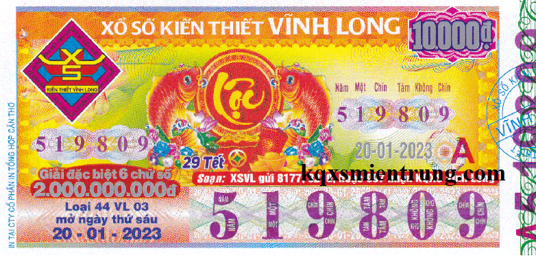 Ảnh chi tiết vé số Vĩnh Long
